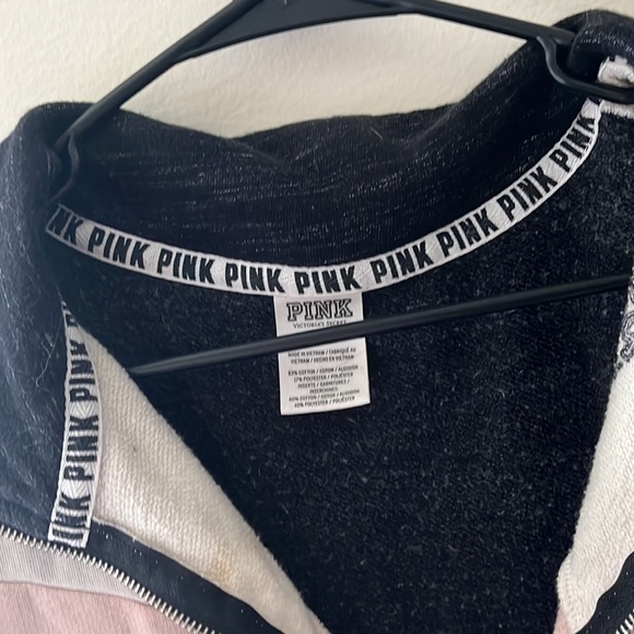 Victoria Secret PINK dark grey, pink and white hoodie/zip up jacket - Picture 3 of 4